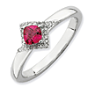 Sterling Silver 2/5 ct Created Ruby & Diamond Ring