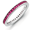 Sterling Silver Stackable 3/4 ct Created Ruby Channel Eternity Ring