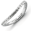 Sterling Silver Stackable Wheat Rhodium-plate Wave Ring