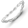Sterling Silver Stackable Rhodium-plated Rice Bead Wave Ring