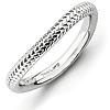 Sterling Silver Stackable Textured Wave Ring