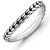Sterling Silver Stackable Expressions Antiqued Wave Ring 2.25mm