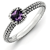 Sterling Silver Stackable 1/3 ct Amethyst Beaded Ring
