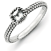 Sterling Silver Stackable Checkerboard White Topaz Beaded Ring