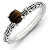Sterling Silver Stackable Expressions Tigers Eye Antiqued Ring