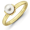 Sterling Silver Stackable Expressions White Pearl Gold-plated Ring