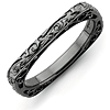 Stackable Square Ring with Vines Black-plated Sterling Silver