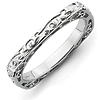 Sterling Silver Stackable Square Ring with Vines