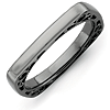 Stackable Square Ring with Side Hearts Black-plated Sterling Silver