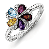 Sterling Silver Stackable Expressions Gemstone & Diamond Ring