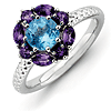 Sterling Silver Stackable Expressions Amethyst and Blue Topaz Ring