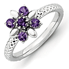 Sterling Silver Stackable Expressions Amethyst Floral Ring