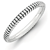 Sterling Silver Stackable Expressions Ribbed 2.5mm Ring