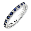 Sterling Silver 1/8 ct Created Sapphire and Diamond Ring