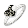 Sterling Silver Stackable Expressions Marcasite Heart Ring