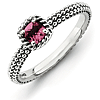 Sterling Silver 1/4 ct Checkerboard Pink Tourmaline Beaded Ring