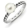 Sterling Silver 7mm White Pearl Stackable Ring
