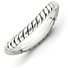 Sterling Silver Stackable Expressions Antiqued Woven Wave Ring
