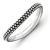 Sterling Silver Stackable Expressions Antiqued Beaded Wave Ring