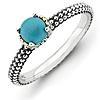 Sterling Silver & 14k Stackable Turquoise Antiqued Ring