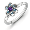 Sterling Silver Amethyst Blue Topaz Stackable Ring 