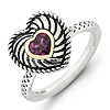Sterling Silver 14kt Gold Stackable Rhodolite Garnet Heart Ring