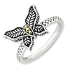 Sterling Silver & 14k Gold Butterfly Antiqued Ring
