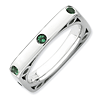 Sterling Silver Stackable Expressions Created Emerald Square Ring 