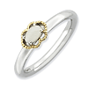 Sterling Silver 14kt Gold Stackable Expressions White Agate Ring