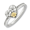 Sterling Silver 14k Stackable Expressions Diamond Floral Heart Ring