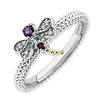 Sterling Silver 14k Stackable Gemstone Diamond Dragonfly Ring