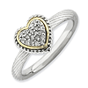 Sterling Silver 14k Stackable Expressions Diamond Heart Ring