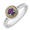 Sterling Silver 14k Stackable 1/4 ct Amethyst Ring with Rope Bezel