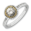 Sterling Silver 14kt Gold Stackable Expressions White Topaz Ring