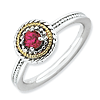 Sterling Silver 14kt Gold Stackable Created Ruby Ring