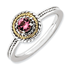 Sterling Silver 14kt Gold Stackable Pink Tourmaline Ring
