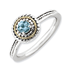 Sterling Silver 14kt Gold Stackable Expressions Blue Topaz Ring