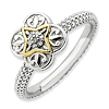Sterling Silver 14k Gold Stackable Expressions Diamond Fleur de Lis Ring