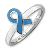Sterling Silver Stackable Blue Enameled Awareness Ribbon Ring 