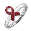 Sterling Silver Stackable Red Enameled Awareness Ribbon Ring Size 6