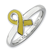 Sterling Silver Stackable Yellow Enameled Awareness Ribbon Ring