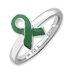 Sterling Silver Stackable Green Enameled Awareness Ribbon Ring 