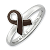 Sterling Silver Stackable Brown Enameled Awareness Ribbon Ring 