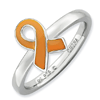 Sterling Silver Stackable Orange Enameled Awareness Ribbon Ring
