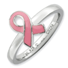 Sterling Silver Stackable Pink Enameled Ribbon Ring 