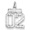 Sterling Silver Small Diamond-cut #02 Charm
