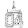 Sterling Silver Small Diamond-cut #04 Charm