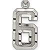 Sterling Silver Small Diamond-cut #6 Charm