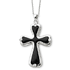 Sterling Silver & CZ Enameled My Refuge Cross Necklace 18in