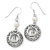 Sterling Silver Antiqued Pearls of Wisdom Dangle Earrings
